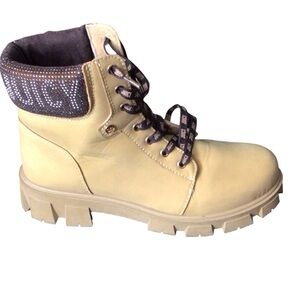 Juicy Couture Womens Jinger Flat Heel Lace Up Boots 10